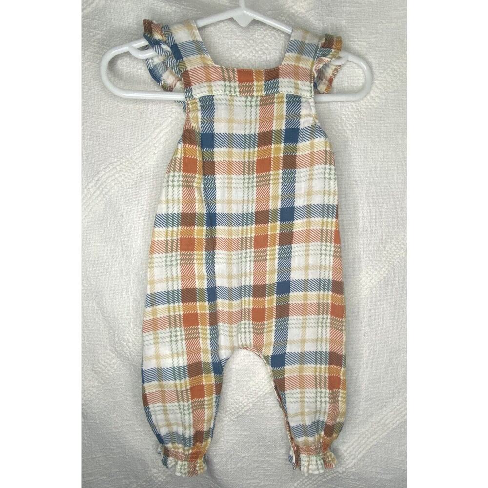Tullabee Spice Plaid Smocked Romper 3-6 Months EUC
